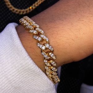 14K gold CZ Cuban link brass base bracelet